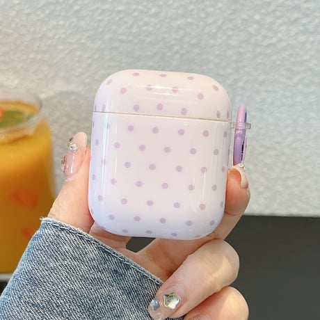 CUTECASEパープル Airpods Pro3ケース 韓国風 Airpods 4/3カバーケース AirpodsPro2/1 水玉模様 モテアイテム CM6601
