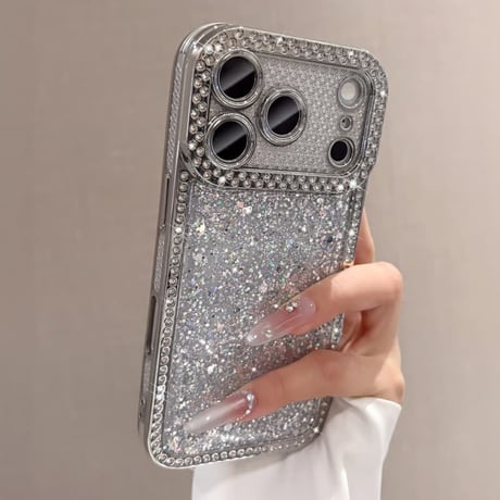 CUTECASE キラキラグリッター iPhone18Pro/18ProMaxケース ラインストーン付き iPhone17/16/15カバー華やか 存在感抜群 CM6841