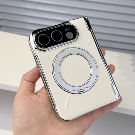 CUTECASE iPhone Duoケース 全面保護 360度回転スタンド カメラレンズ保護カバー付 高級レザー Magsafe対応 ヒンジ保護 メッキフレーム CM6888
