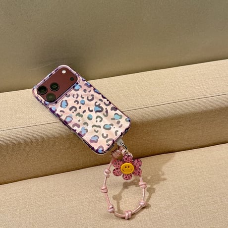 CUTECASE オーロラヒョウ柄 iPhone18Proケース キラキラ感 iPhone18ProMax/17Pro/16Promaxカバー フラワーハンドストラップ CM6899