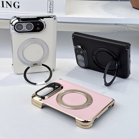 CUTECASE iPhone Duoケース 高級レザー 360度回転スタンド カメラレンズ保護カバー付 Magsafe対応 ヒンジ保護 メッキフレーム CM6901