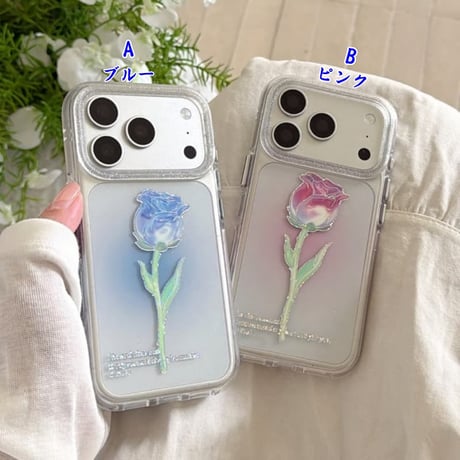 CUTECASE バラ柄 iPhone18Pro/17Proケース キラキララメ入り iPhone17/16Pro/15/14ケース 光沢感 可愛い 美しいCM6624