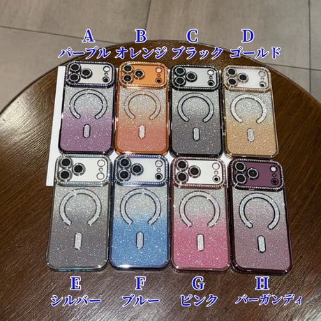 CUTECASE MagSafe対応 ラインストーン iPhone18Proケース グラデーションラメiPhone18Promax/17Pro/16ケース カメラ保護レンズ一体型 CM6816