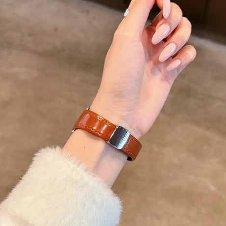 AppleWatchベルトマグネット式バックル  レザー調 艶感 AppleWatchバンド Series 12/11/10/9/8 SE Ultra4/3/2 高級感エレガントCM6726