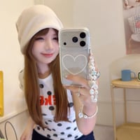 CUTECASE ハート柄 iPhone17pro/17ケース ラメ入り クリア iPhone16promax/15proケース 可愛いストラップ 女子力高いCM6576