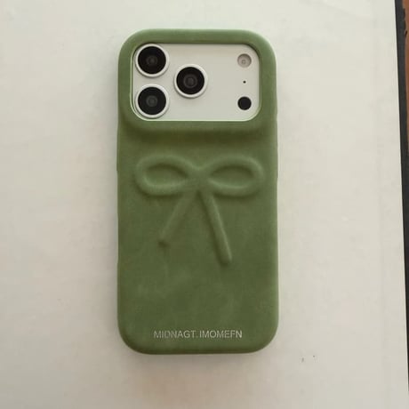 CUTECASE 立体エンボスリボン iPhone18Pro/18ProMaxカバー スエード調 レザー iPhone17/16Pro/15ケース くすみカラー 衝撃吸収 秋冬トレンド CM6838