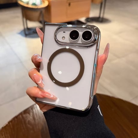CUTECASE iPhone Duo専用ケース MagSafe対応 クリア背面×メッキフレーム 高透明 薄型軽量 高級感 黄ばみにくい CM6846