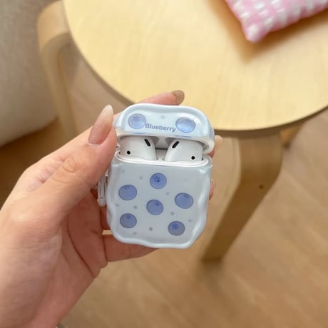 CUTECASEブルーベリー Airpods Pro3ケース 美味しそう Airpods4/3カバー pro2/pro1 うねうね リング/キーホルダーCM6568