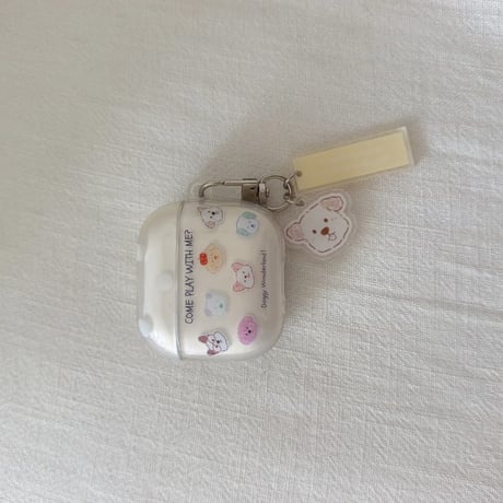 CUTECASE ワンちゃん Airpods Pro3ケース 韓国風 Airpods4/3カバー pro2/pro1 リング/キーホルダー かわいいCM6606