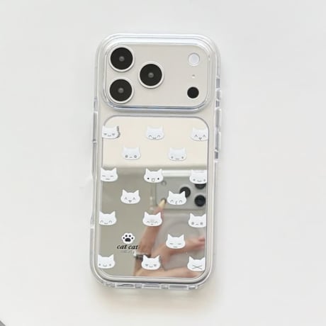 CUTECASE ネコちゃんミラーiPhone17Promaxケース丈夫 iPhone16Pro/15Pro/14ケース シンプル シック CM6589