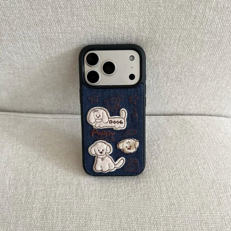CUTECASE 立体刺繍×デニム iPhone18Pro/18ProMax アニマル iPhone17/16/15カバー レトロ可愛い 高級感 耐衝撃CM6828