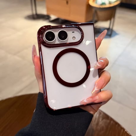 CUTECASE iPhone Duo専用ケース MagSafe対応 クリア背面×メッキフレーム 高透明 薄型軽量 高級感 黄ばみにくい CM6846
