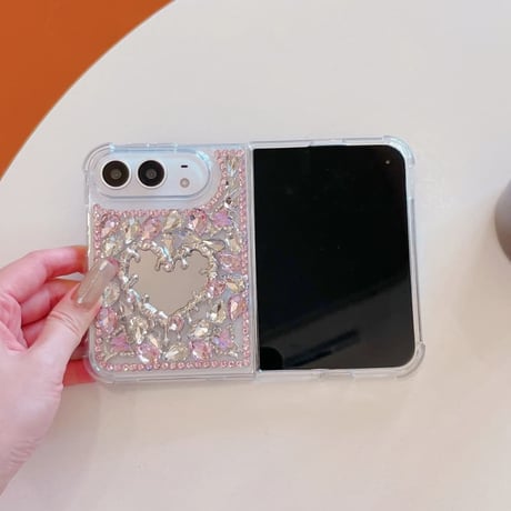 CUTECASE iPhone Duoケース ハートミラー＆煌めきビジュー 輝くキラキラ 奢華 映えアイテム おしゃれ CM6872