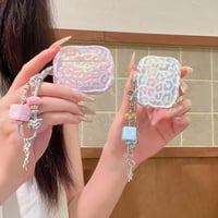 CUTECASE ヒョウ柄 Airpods Pro3ケース 艶感 Airpods4/3カバー pro2/Pro1ケース 可愛いキーホルダー うねうねCM6549