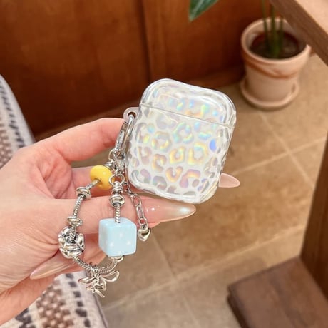 CUTECASE ヒョウ柄 Airpods Pro3ケース 艶感 Airpods4/3カバー pro2/Pro1ケース 可愛いキーホルダー うねうねCM6549