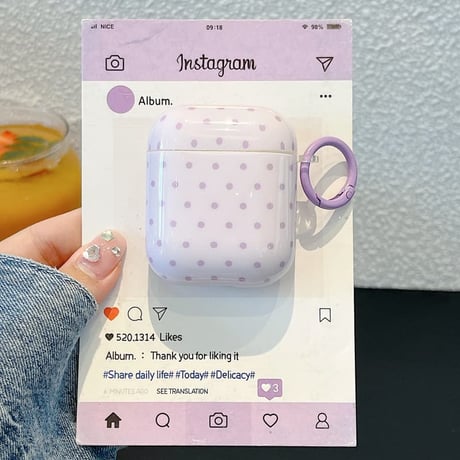 CUTECASEパープル Airpods Pro3ケース 韓国風 Airpods 4/3カバーケース AirpodsPro2/1 水玉模様 モテアイテム CM6601