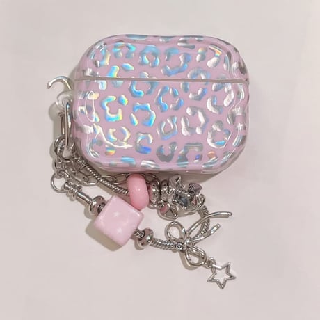 CUTECASE ヒョウ柄 Airpods Pro3ケース 艶感 Airpods4/3カバー pro2/Pro1ケース 可愛いキーホルダー うねうねCM6549