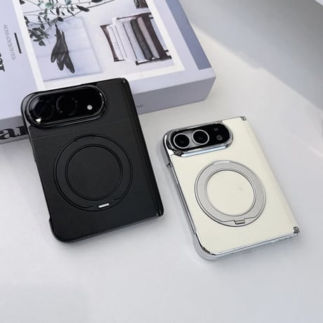 CUTECASE iPhone Duoケース 高級レザー 360度回転スタンド カメラレンズ保護カバー付 Magsafe対応 ヒンジ保護 メッキフレーム CM6901