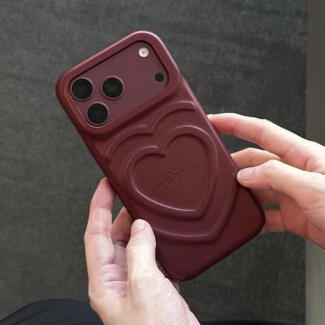 CUTECASE 立体ハート柄 iPhone18Pro/18ProMaxケース レザー調 iPhone17/16proケース 落ち着いたカラー 大人可愛いCM6772