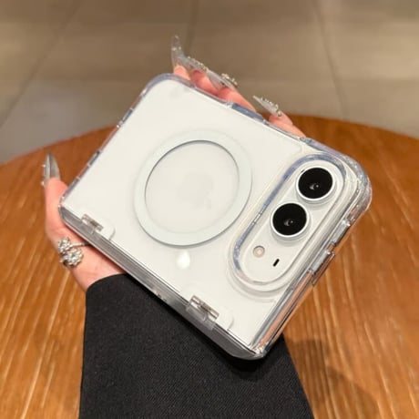 CUTECASE スタンド機能付き iPhone Duoケース MagSafe対応 クリア高透明 耐衝撃 ヒンジ保護 ハイブリッド構造 黄ばみにくいCM6858