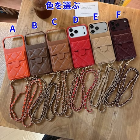CUTECASE カード収納＆スタント機能 iPhone18Pro/18ProMaxケース レザー調 キルティング iPhone17/16Pro/15カバー ショルダーストラップ付きCM6794