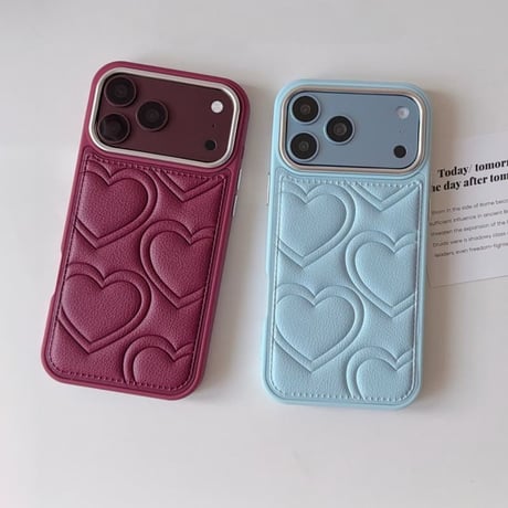 CUTECASE ハート/リボン柄 レザー調 iPhone18Pro/18ProMaxケース ぷっくりキルティング iPhone17/16proケース 大人かわいいCM6780