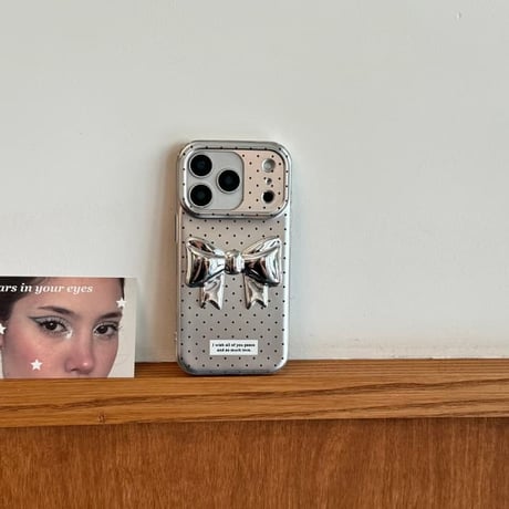 CUTECASE メッキリボンiPhone17Promaxケース水玉模様 iPhone16/15promax/14ケース 可愛いストラップ オシャレCM6584