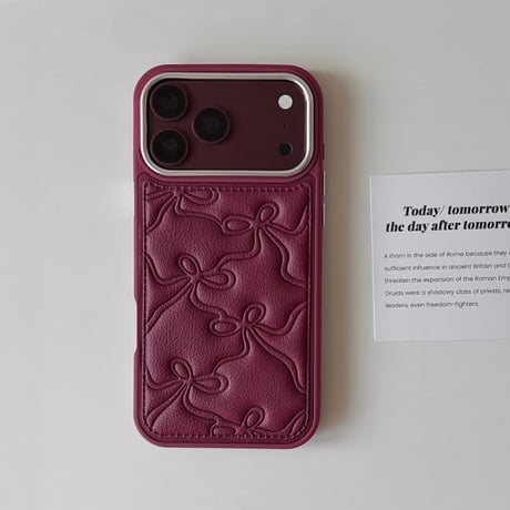 CUTECASE ハート/リボン柄 レザー調 iPhone18Pro/18ProMaxケース ぷっくりキルティング iPhone17/16proケース 大人かわいいCM6780