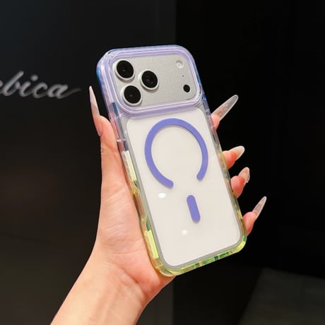 CUTECASE MagSafe対応iPhone17Promaxケースカラーライン 透明17ProMax/ iPhone16/15proケース 滑り止め加工 頑丈CM6633