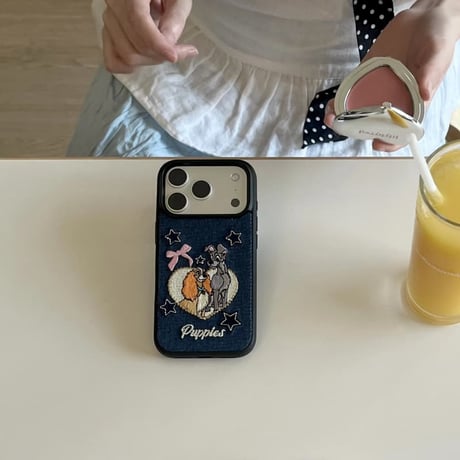 CUTECASE 立体刺繍×デニム iPhone18Pro/18ProMax アニマル iPhone17/16/15カバー レトロ可愛い 高級感 耐衝撃CM6828