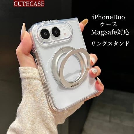CUTECASE iPhone Duoケース MagSafe対応リングスタンド 高透明 クリアケース おしゃれ カラー 多機能 CM6759