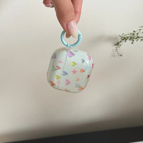 CUTECASE多彩ハート柄 AirpodsPro3ケース 星柄 Airpods4/3カバー AirpodsPro第2/1世代 甘めコーデ ブルーCM6592