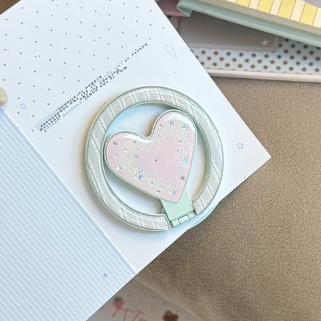 CUTECASE便利可愛い スマホリング マグネット式 ハート磁石グリップスタンド 耐久性あり ギフトに最適 韓国っぽ CM6565