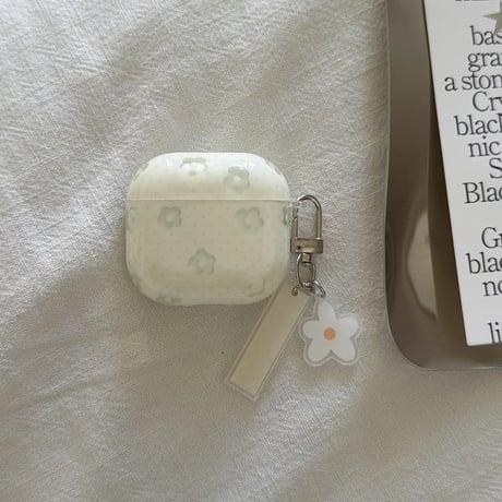 CUTECASE 淡色系花柄 Airpods Pro3ケース 韓国風 Airpods4/3カバー pro2/pro1 リング/花キーホルダー かわいいCM6544