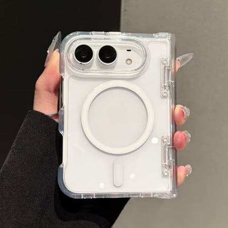 CUTECASE iPhone duo 対応 クリアケース MagSafe対応 ヒンジ保護 耐衝撃 黄変防止 マグネット搭載 高透明感 CM6834