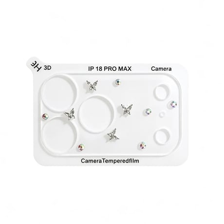 CUTECASE  バタフライ／リボン＆ビジュー iPhone18Pro/18ProMax キラキラカメラ保護カバー iPhone17ProMax/17Pro フイルム 大人可愛い CM6768
