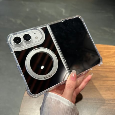 CUTECASE iPhone Duo専用ケース ミラー付き 360度回転可リングスタンド 四隅耐衝撃 カメラ周り保護 艶感 傷防止CM6843