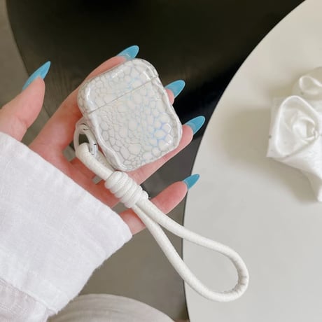 CUTECASEワニ柄 AirpodsPro3ケース キラキラ感 Airpods4/3カバー AirpodsPro第2/1世代 ストラップ付き アニマル柄CM6616