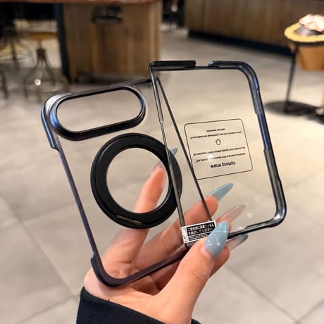 CUTECASE iPhone Duo専用ケース 360°回転リングスタンド付き 強化ガラスフィルム一体型 MagSafe対応 メッキ 高透明 耐衝撃 黄ばみにくい CM6815