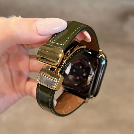 AppleWatchベルトマグネット式バックル  レザー調 艶感 AppleWatchバンド Series 12/11/10/9/8 SE Ultra4/3/2 高級感エレガントCM6726