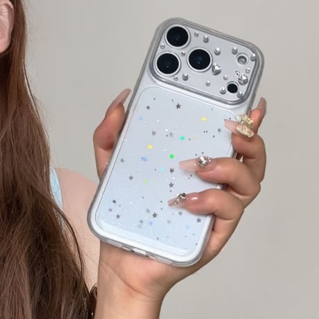 CUTECASE ラインストーンとハート型ビジューカメラカバー iPhone18Pro/17Proケース キラキラグリッター iPhone17/16/15ProMaxケース 透明ソフトCM6800