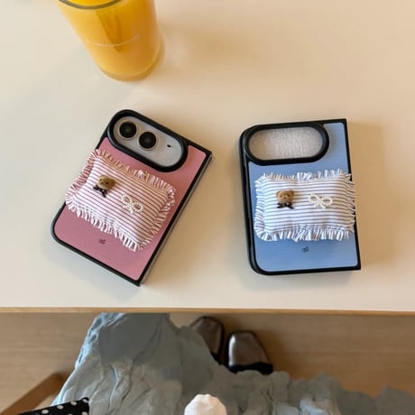 CUTECASE iPhone Duo 専用ケース 水玉ドット チェック 星柄 ハート/枕グリップ付き 韓国っぽ 大人可愛い 耐久性あるCM6839
