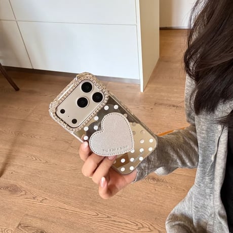 CUTECASE耳付きミラーiPhone17Promaxケース水玉模様 iPhone16/15promaxケース かわいい 多機能便利CM6555