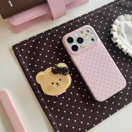 CUTECASE熊ちゃんグリップ iPhone17pro/17ケース MagSafe対応 iPhone16/15promaxケース 可愛い 便利品CM6613