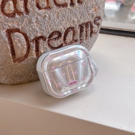 CUTECASE Airpods 5ケース オーロラクリア リボン柄 Airpodspro3/2/カバー 大人可愛い Airpods4/3 ラメ入り・リング付きCM6842