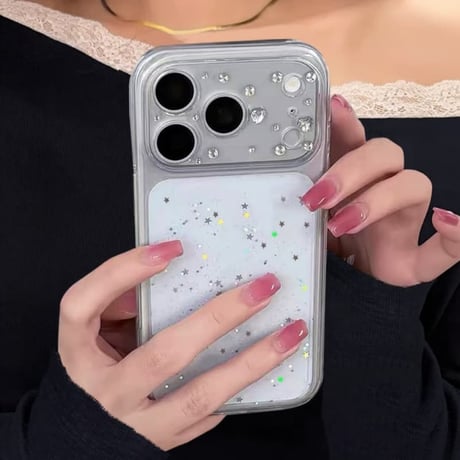 CUTECASE ラインストーンとハート型ビジューカメラカバー iPhone18Pro/17Proケース キラキラグリッター iPhone17/16/15ProMaxケース 透明ソフトCM6800