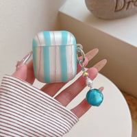 CUTECASE Airpods 5 対応ケース ストライプ Airpodspro3/2/カバー Airpods4/3 カラビナ/ビーズチャーム付き パステルカラーCM6823