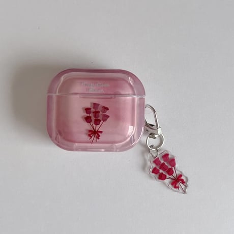CUTECASE 薔薇柄 Airpods Pro3ケース 花キーホルダー Airpods 4/3カバーケース AirpodsPro2/1 グラデーションカラー 高級感 CM6582