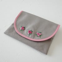 移動ポケット・グレー＊花刺繍