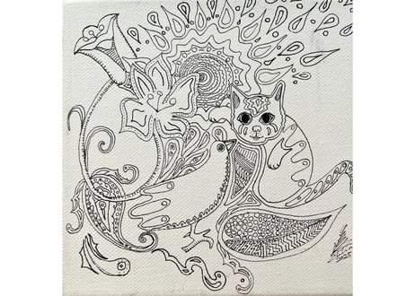 猫と鳥　A cat and a bird